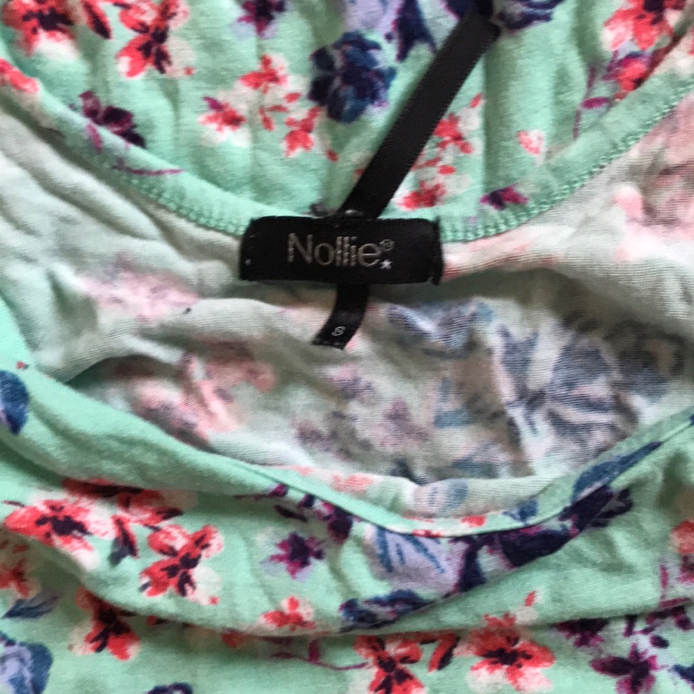 Pacsun Nollie turquoise floral mid sleeve soft tee - Picture 2 of 2